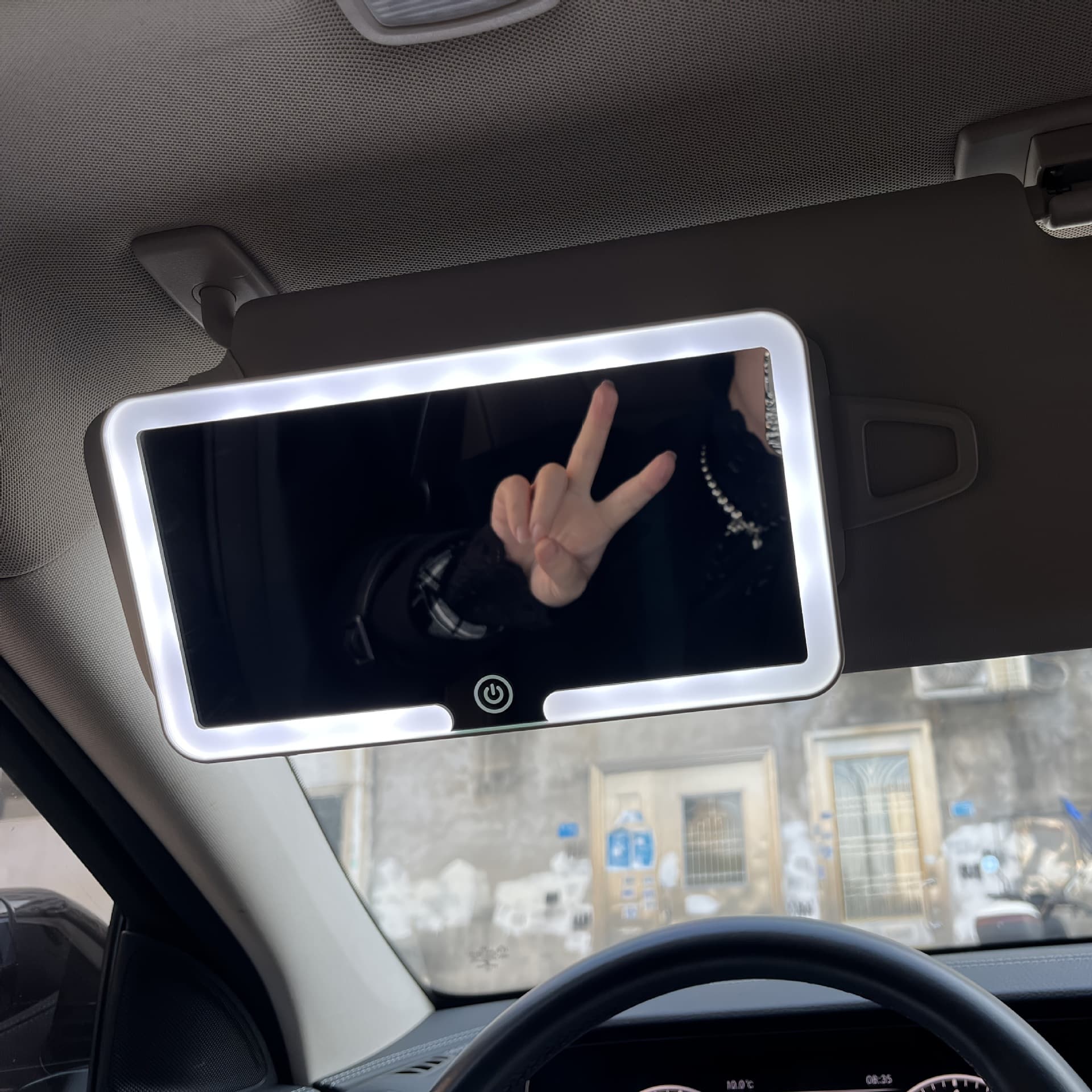 Cross-border car makeup mirror 3x magnification HD sun visor co-pilot car LED three-color adjustable makeup mirror