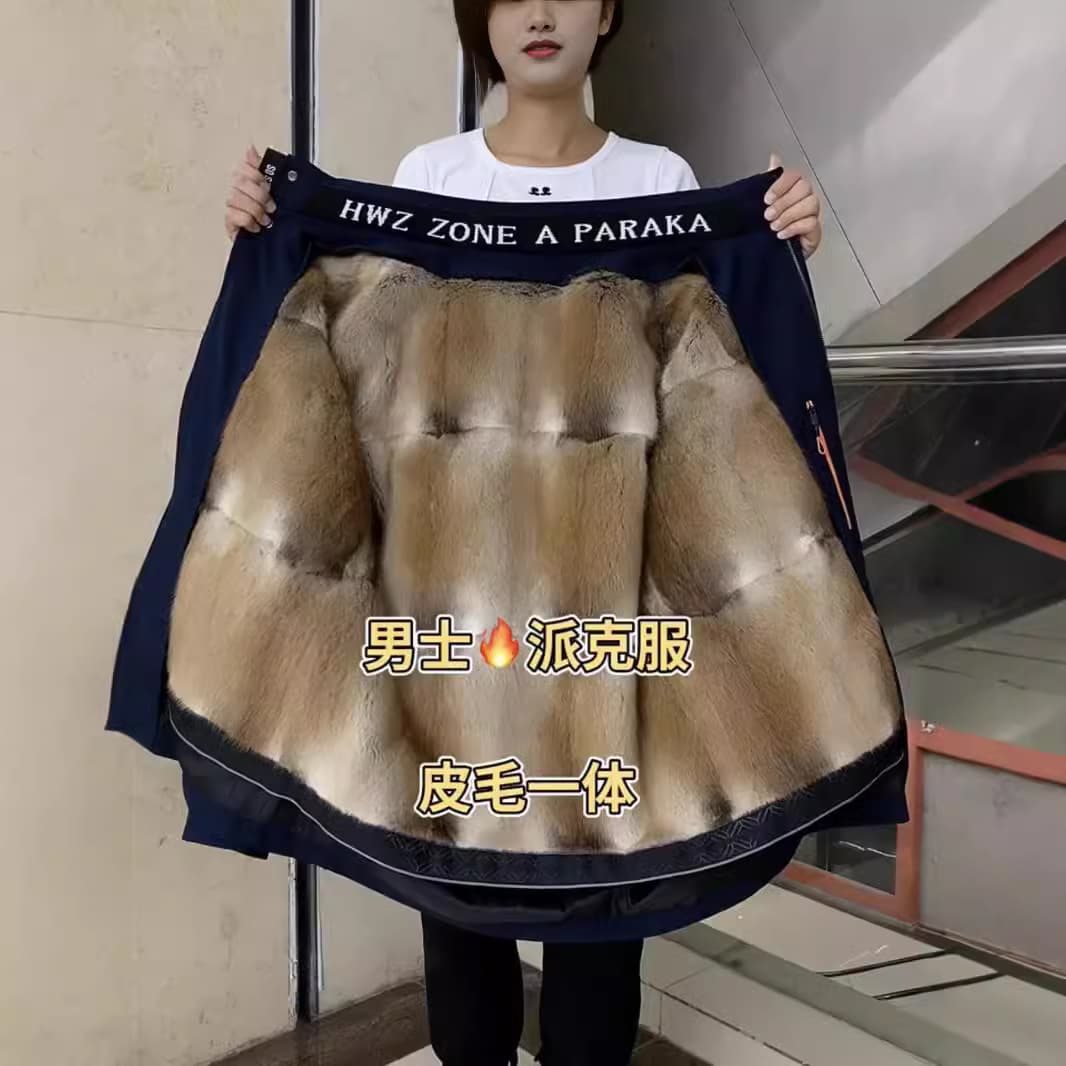 Parka Men New Style Winter Mink Fur Qing Gen Mink Lining Detachable Fur One-Piece Fur Thickened Mid-Length Coat