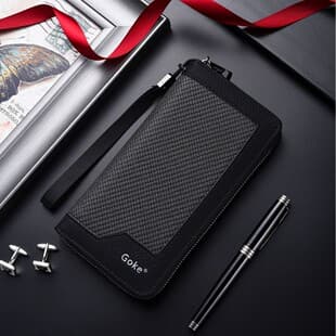 2026 New Men's Wallet Casual Business PU Leather Patchwork Portable Long Clutch Wallet Multi-Card Slot Coin Purse