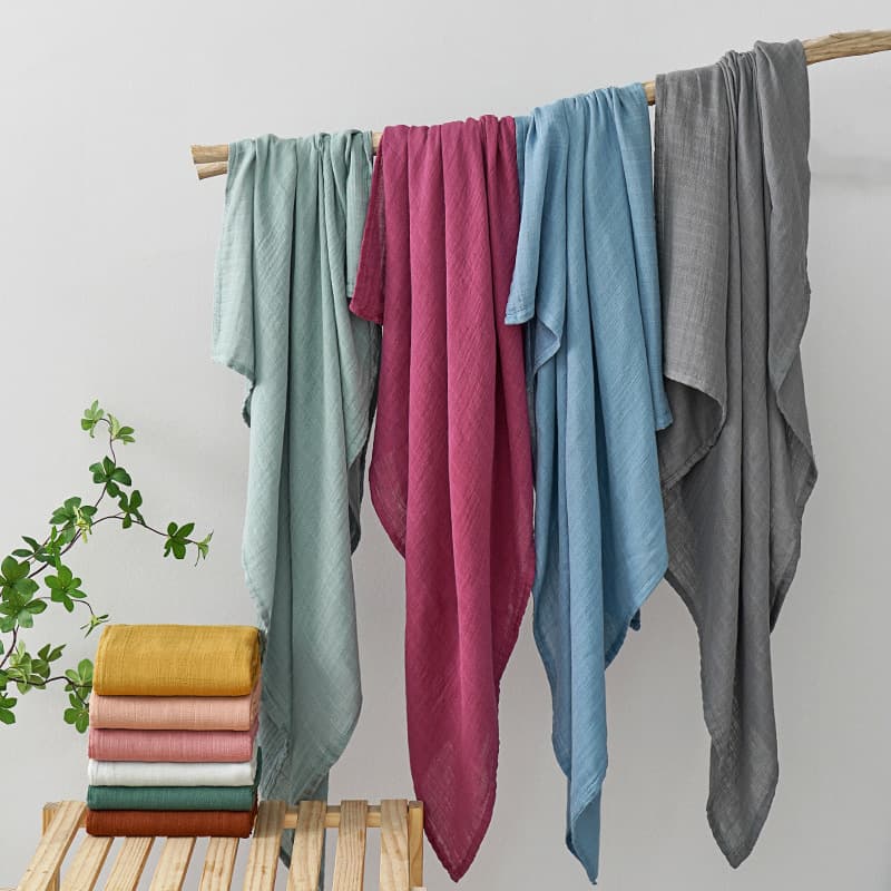 Double-Layer Gauze Bamboo Cotton Plain Newborn Swaddle Blanket, Baby Wrapping Sheet, Infant Carry Blanket, Bath Towel, Foreign Trade