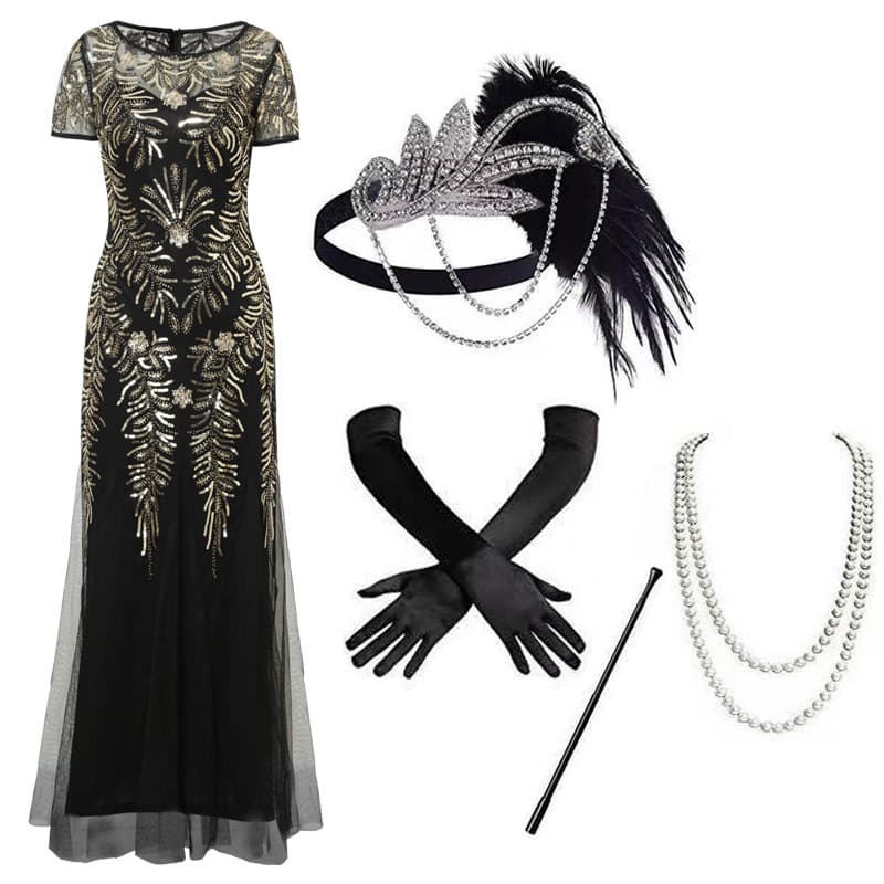 European and American Evening Gown Women Elegant Sequin Mermaid Dress Banquet Host Slimming Long Dress Cross-border Ball