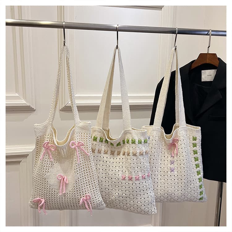 Cross-border European and American shoulder bag, women's armpit bag, women's woven tote bag 2025 new Korean style versatile knitted bag