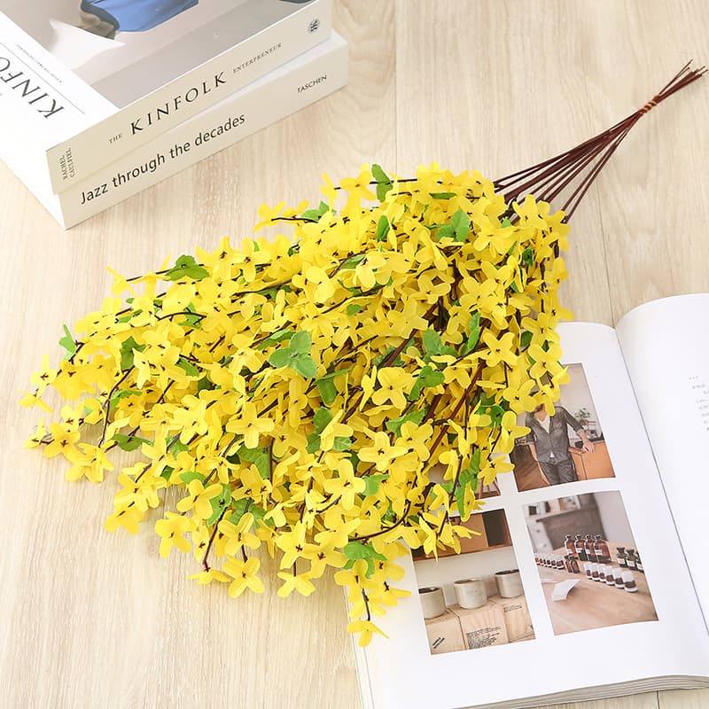 Simulated Winter Jasmine Flowers, Wedding Decoration Photography Props, Dried Flower Bouquets, Home Decoration, Single Silk Fabric Artificial Flowers Wholesale