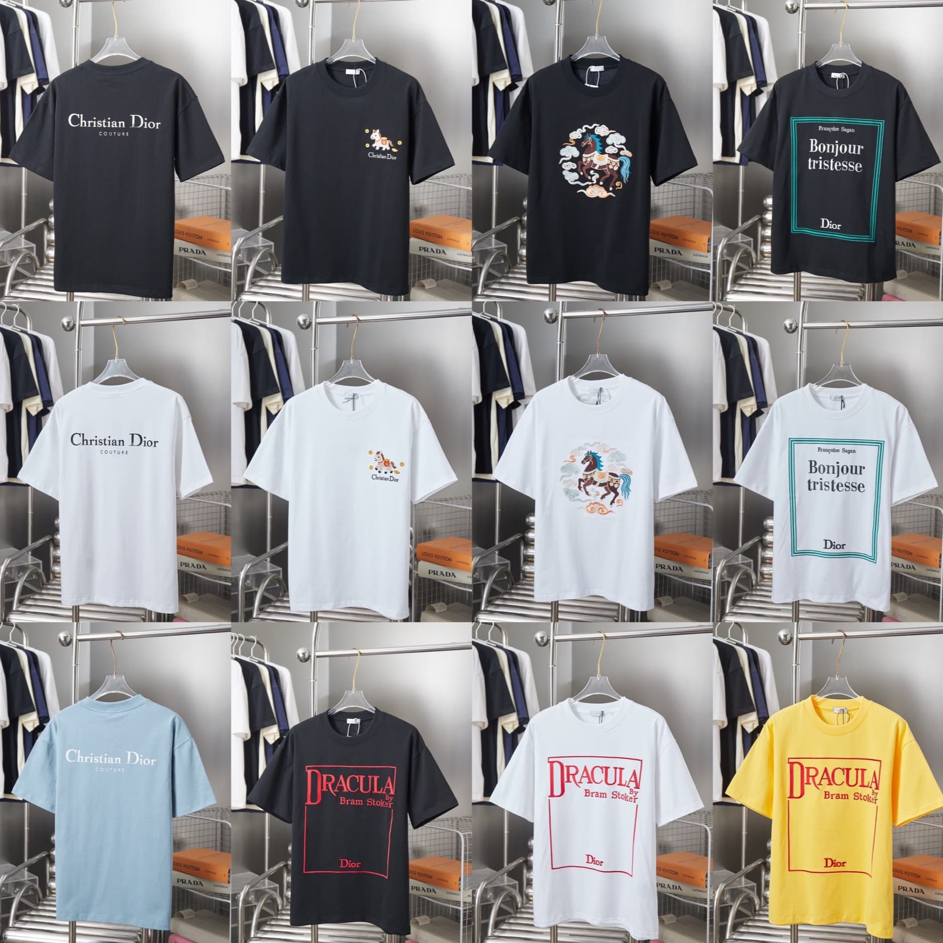 High version Di Jia 2026 new model D classic logo embroidered casual loose pullover short-sleeve T-shirt, export stock available
