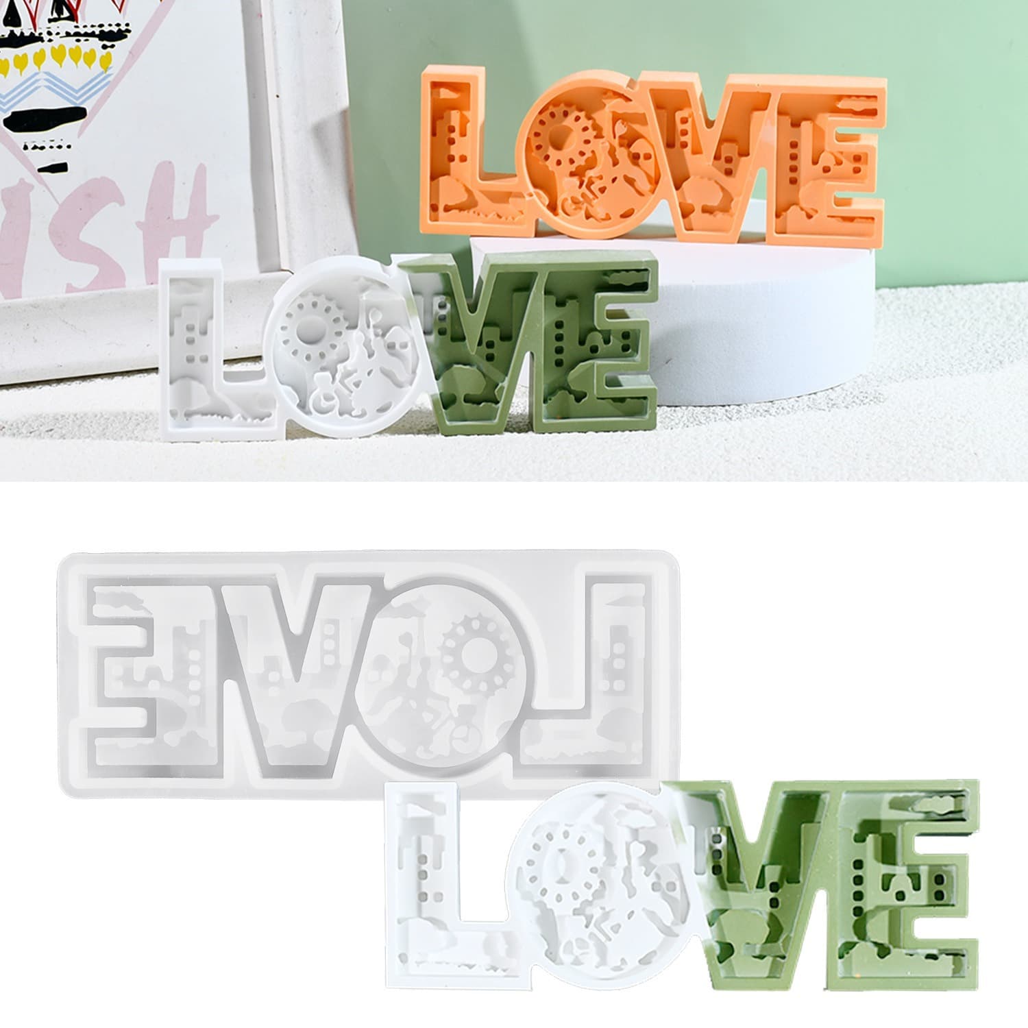 Deyi Life Resin Mold New LOVE Ornament Decor Silicone Mold Valentine's Day Specimen Decor