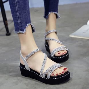 One-Buckle Buckle Sandals Women Summer 2026 New Korean Style Versatile Flat Shoes Student Platform Shoes Women Thick Sole Women's Shoes Trendy