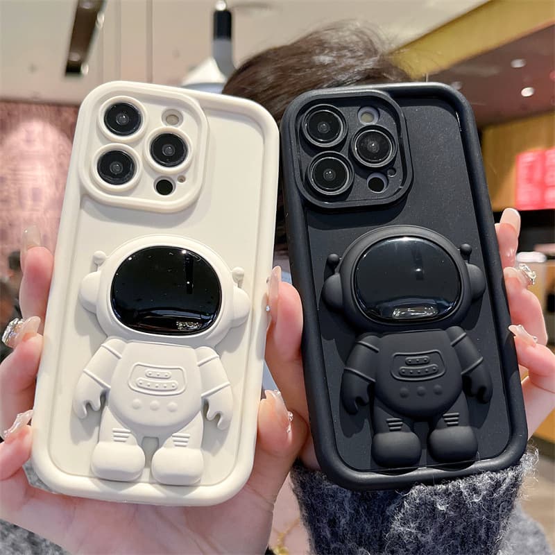 3D Astronaut Stand Case Compatible with iPhone 17 Pro, iPhone 16 Pro, Cartoon Full Coverage for 15 Pro, 14P