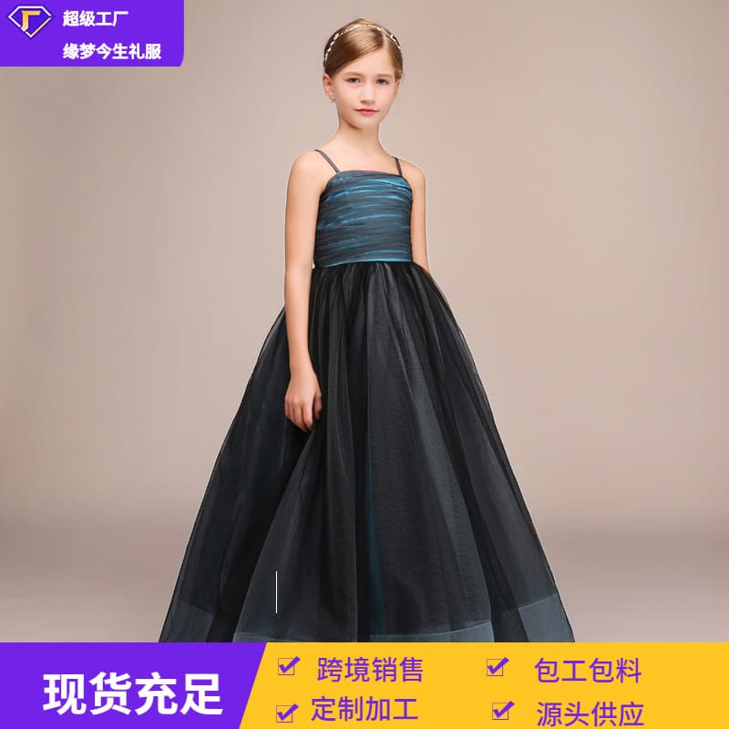 Children's Evening Gown Strapless Long Birthday Party Princess Dress for Flower Girl Wedding