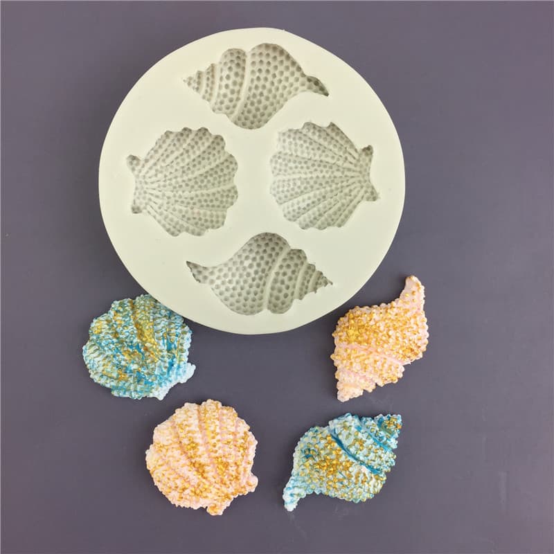 2 Pair New Shell Silicone Mold Ocean Wind Conch Chocolate Fondant Cake Gypsum Gum Drop Decoration Tool