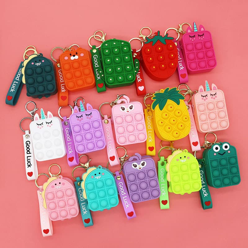 Mini Silicone Coin Purse Children's Keychain Pressure Release Toy Compact Size Durable Material Fun Colorful Design