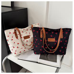 Casual Commute Printed Small Cherry Bag Large Capacity Shoulder Bag Simple Versatile Tote Bag Women's Bag Wholesale