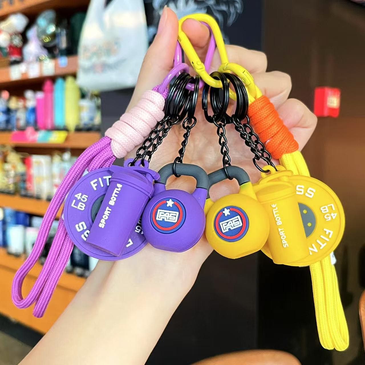 Detachable Dumbbell Keychain Pendant Fitness Series Key Ring Bag Charm Graduation Gift