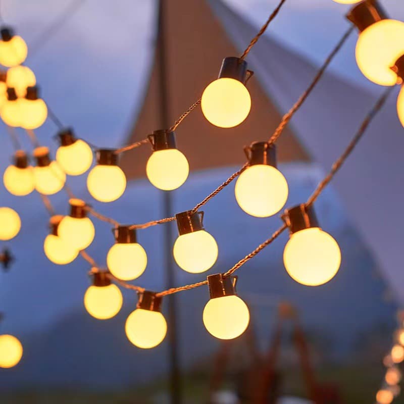 Outdoor camping waterproof atmosphere LED string lights camping canopy tent night market decoration solar powered highlight stalls
