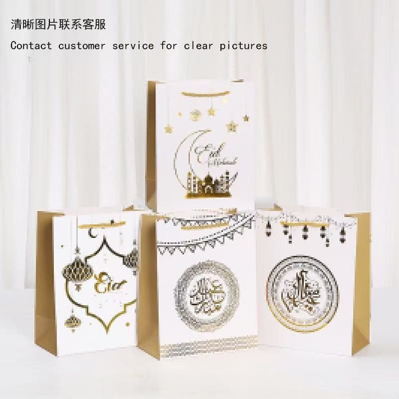 Printed white cardboard with cross-border moon tote bag holiday packaging bag birthday party gift bag shopping bag