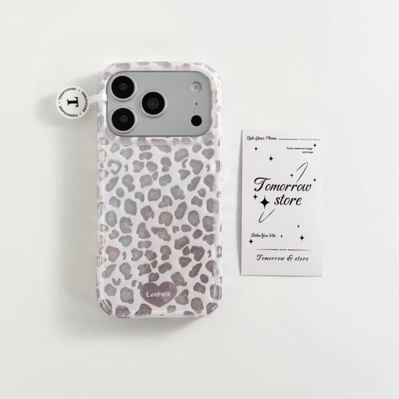 Taro Purple Feather Gauze Leopard Print for Apple 17 Pro Max Phone Case New iPhone 16 Protective Cover 15 Women