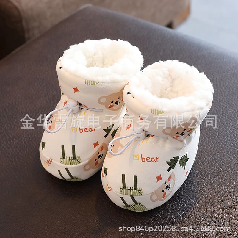Winter baby shoes and socks for 0-1 year, 3-6-9 months, boys and girls, fleece-lined, thickened, soft-soled, newborn cotton shoes 10