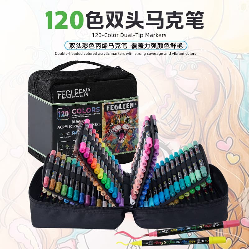 Cross-border wholesale 36/48/60/120 color double-headed acrylic marker paint graffiti quick-drying painting set in stock
