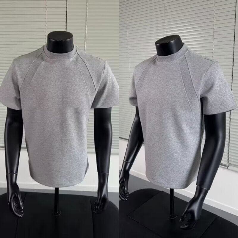 American right shoulder space cotton heavyweight short-sleeved T-shirt for men 2026 summer new style splicing loose large size half-sleeved T-shirt