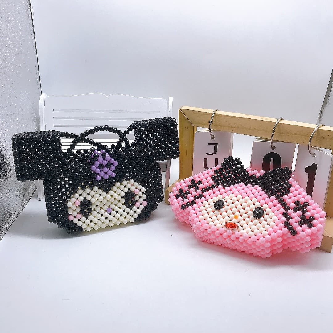 Handmade beaded children's bag Kuromi Melody Internet celebrity popular bag Jade dog cartoon bag shoulder crossbody bag
