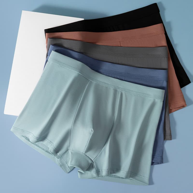 Men's Boxer Briefs, Large Size, Mid-Rise, Solid Color, Antibacterial, Breathable, Skin-Friendly, Comfortable, Factory Wholesale