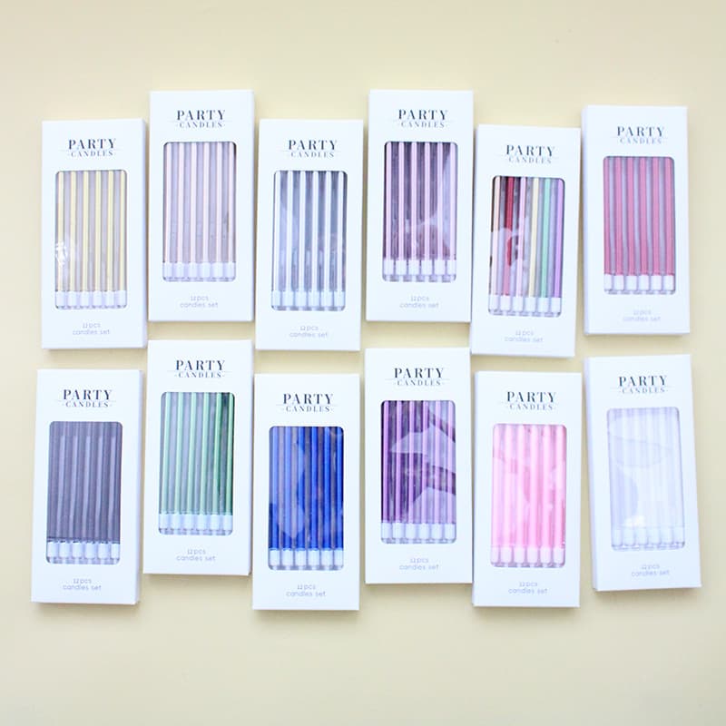 2026 New 12-Piece A8 Series Birthday Candles Creative Party Straight Stick Pencil Gold-Plated Colored Cake Candles