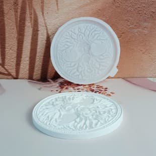 S1906 Tree of Life Semi-3D Wall Hanging Decorative Cement Plaster Mold DIY Silicone Mold