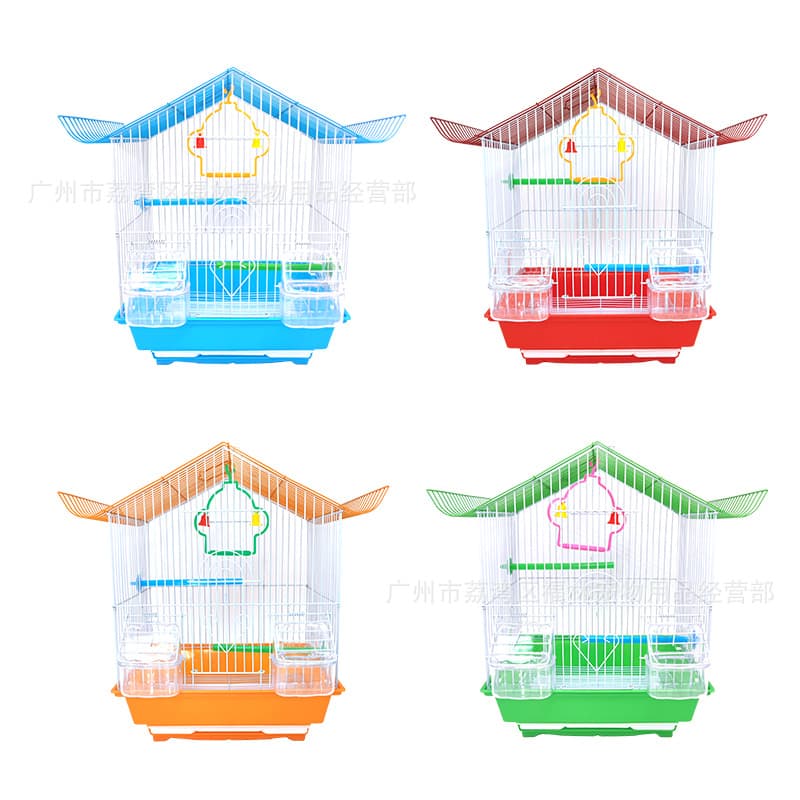 Fulin Parrot Cage Metal Bird Cage Cockatiel Budgie Parrot with Swing Shape Cage Villa Wholesale Bird Supplies