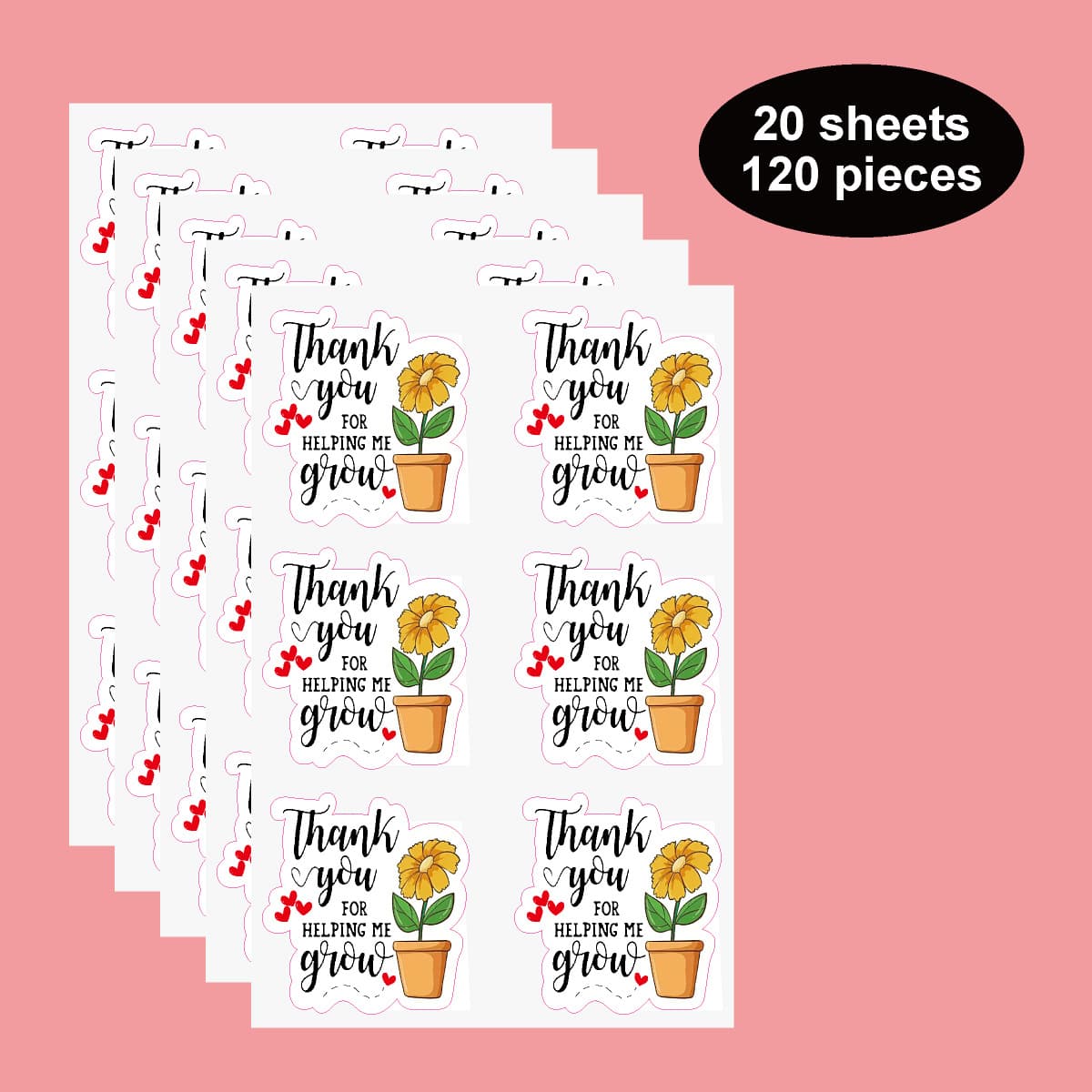 120PCS, thank you for helping me grow - stickers for small shops thank you and packaging gift wrapping stickers