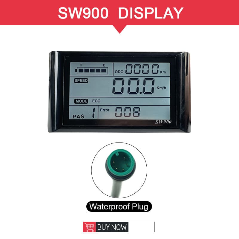 Electric Bicycle Modification Accessories LCD-SW900 LCD Meter Data Display 24-72V Waterproof Connector