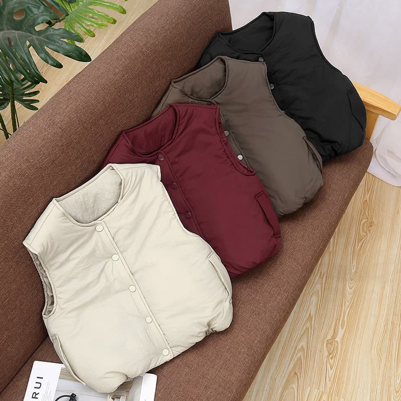 2025 Fall/Winter New Solid Color Kids Cotton Vest, Boys and Girls Solid Color Sleeveless Jacket, Toddler and Children Thick Vest