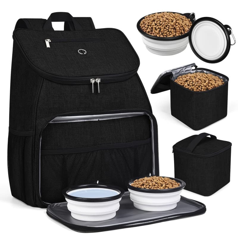 2026 New Cross-Border Shipping Durable Pet Travel Backpack with 2 Collapsible Silicone Bowls Cross-Border Shipping