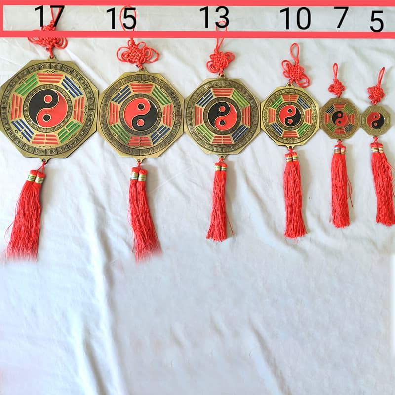 Tai Chi Alloy Bagua Mirror, Religious Pendant, Temple Round Alloy Twelve Zodiac Bronze Mirror, Ornament