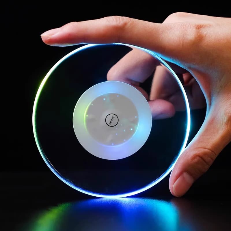 Ultra-thin transparent LED light-emitting coasters bar cocktail coasters light-emitting base light-emitting lamp holder milk tea light
