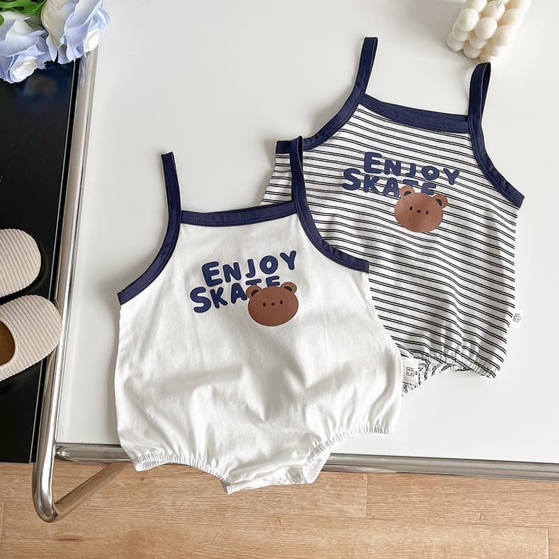Baby Summer Cute Bodysuit for Boys and Girls Newborn Triangle Strap Romper Outing Wear