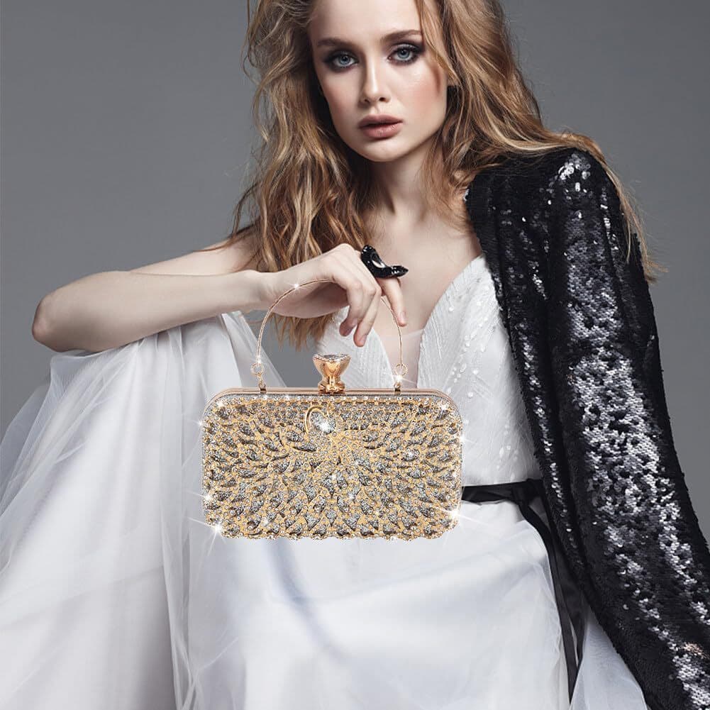 New Cross-Border European and American Women's Handbag Rhinestone Banquet Clutch Evening Dress Bag Hollow-Out Party Purse