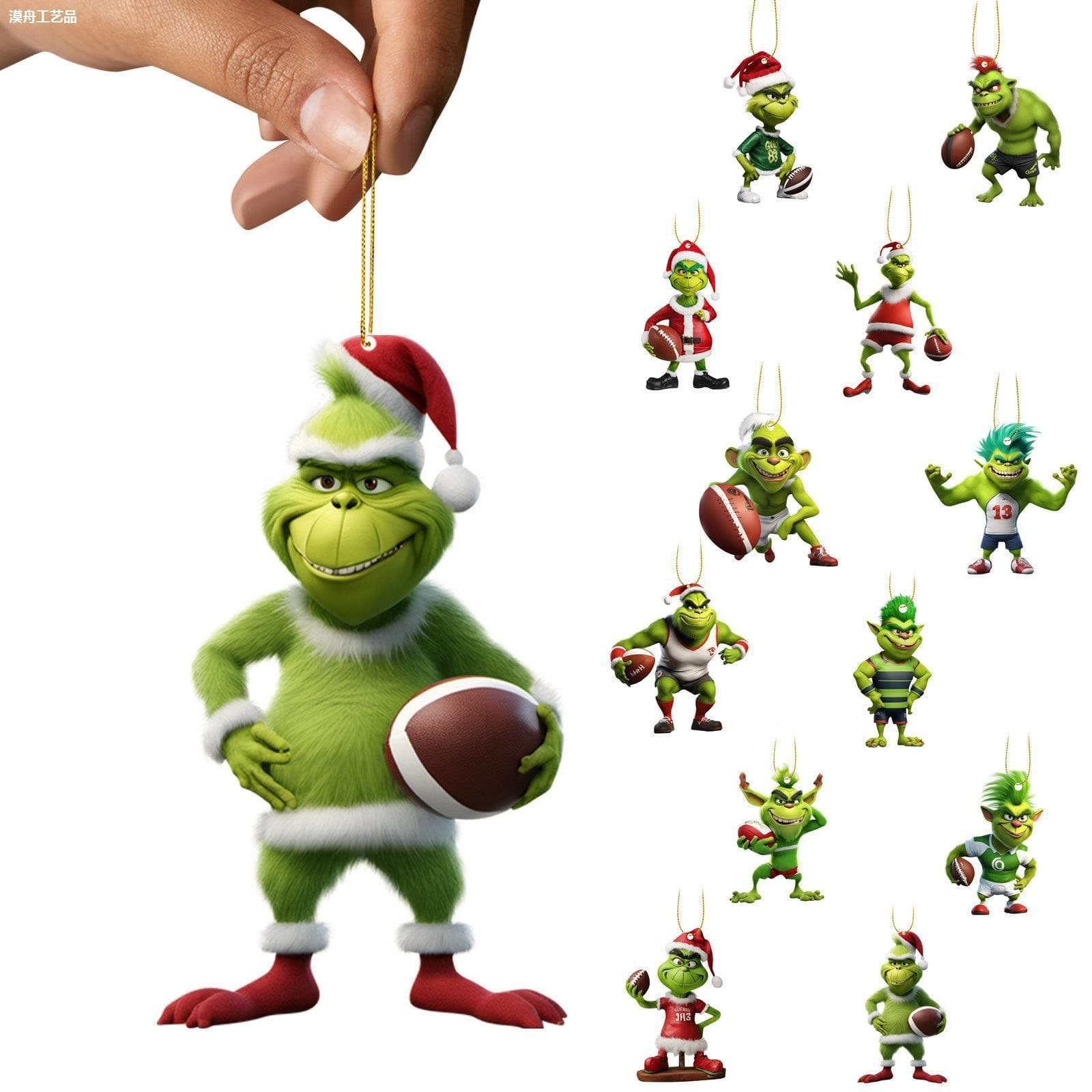 Cross-border Grinch Acrylic Flat Hanging Ornament Sports Football Player Style Christmas Tree Hanging Decoration Hanging Sign