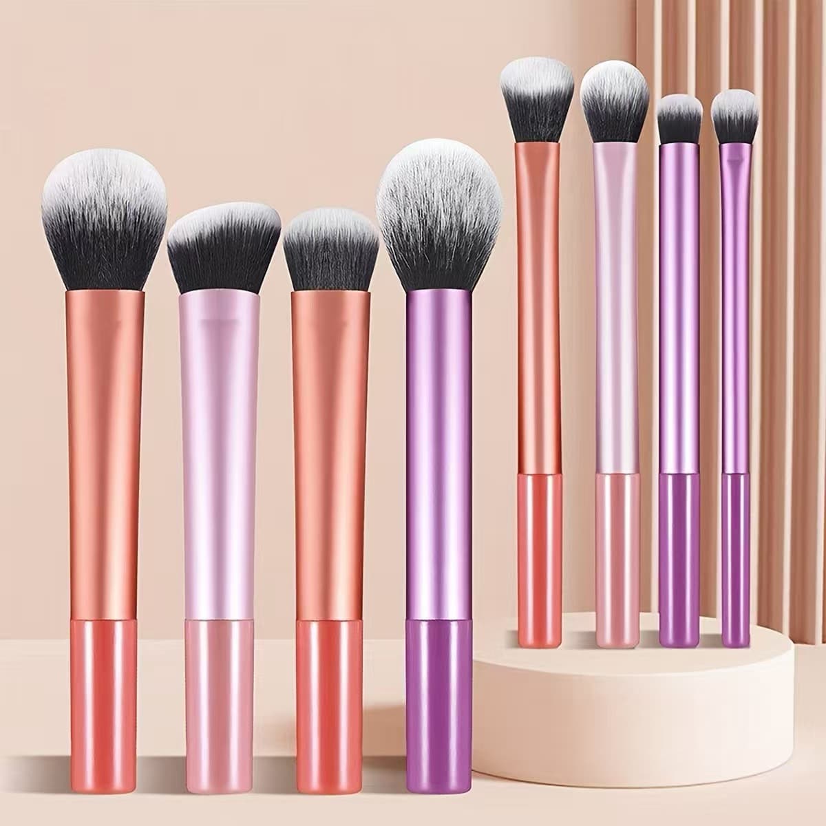 Cross-border new 8-piece long tube Cangzhou makeup brush set with colorful handle loose powder blush foundation eye shadow brush beauty brush
