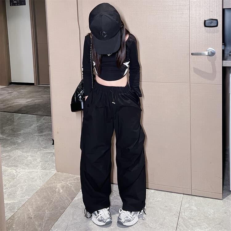 Girls Spring/Autumn Cargo Pants Set 2026 New Children's Fashion Casual Pants Girls Hip Hop Dance Suit Jazz Dance Suit Two-Piece