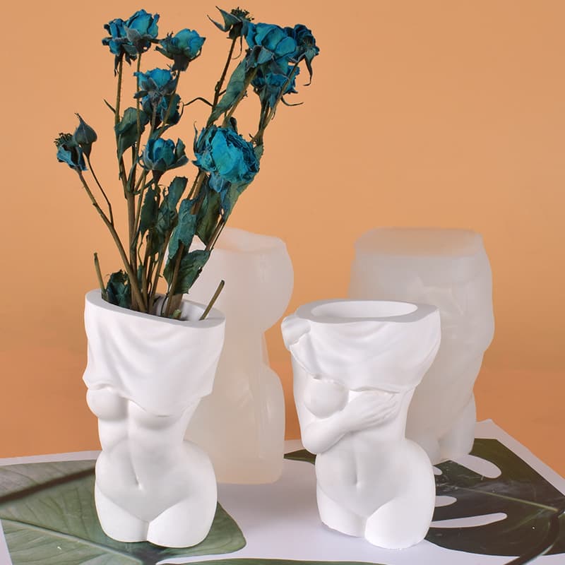 Cool Kitchen Shy Stripper Girl Flower Pot Silicone Mold DIY Handmade Planter Pen Holder Resin Mold In Stock