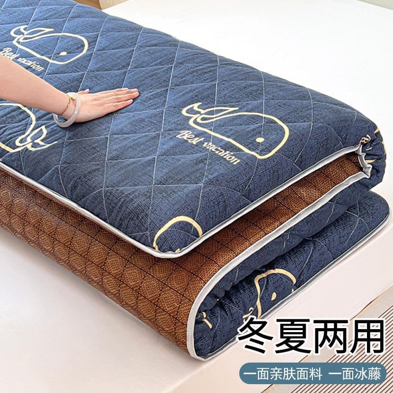 Rattan Mat Double-Sided Mattress Soft Pad Summer Bedding Underlay Sleeping Mat for Bedroom, Student Dormitory, Rental Use, All-Season