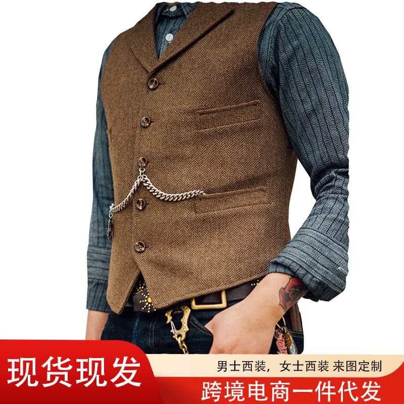 2025 Wish bestseller men's vest for wedding groomsmen, business slim-fit single-breasted vest, in stock