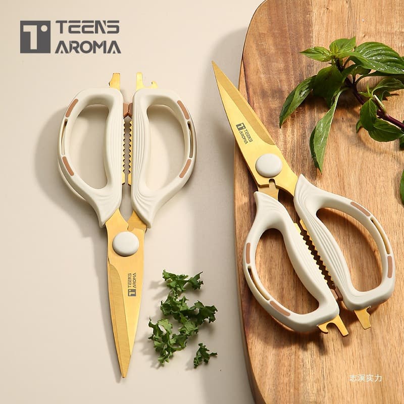 Tence Professional Kitchen Scissors, Multi-purpose Titanium-coated Stainless Steel for Effortless Fish and Chicken Bone Cutting