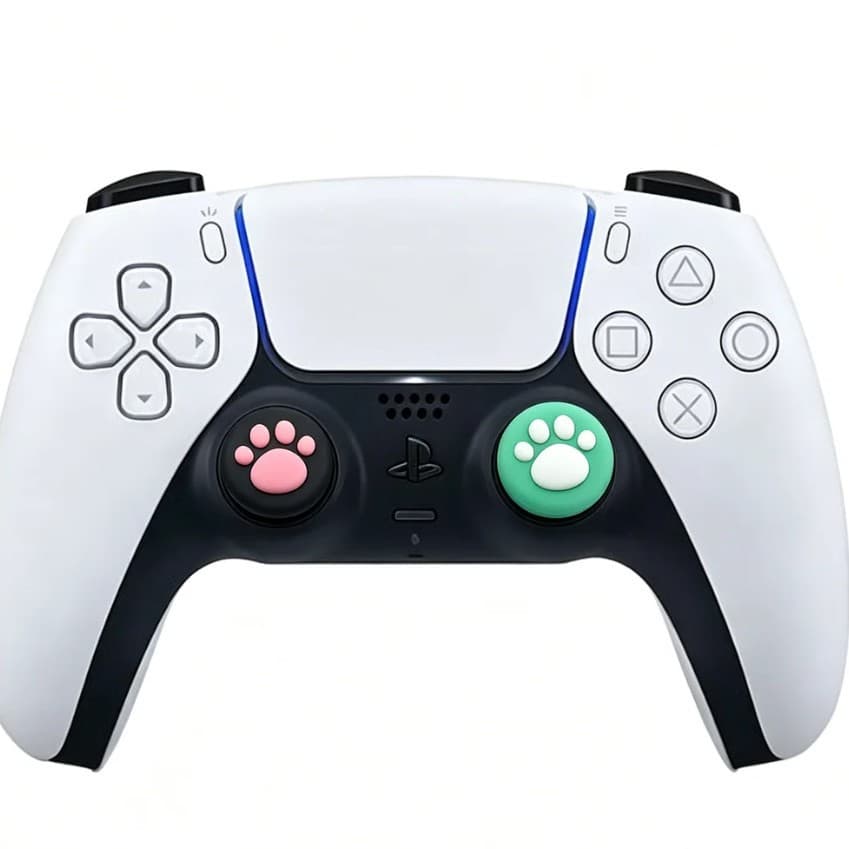 Silicone Protective Case for PS3/PS4/PS5 Controller Button Caps Joystick Caps Cat Paw Silicone Thumb Grips