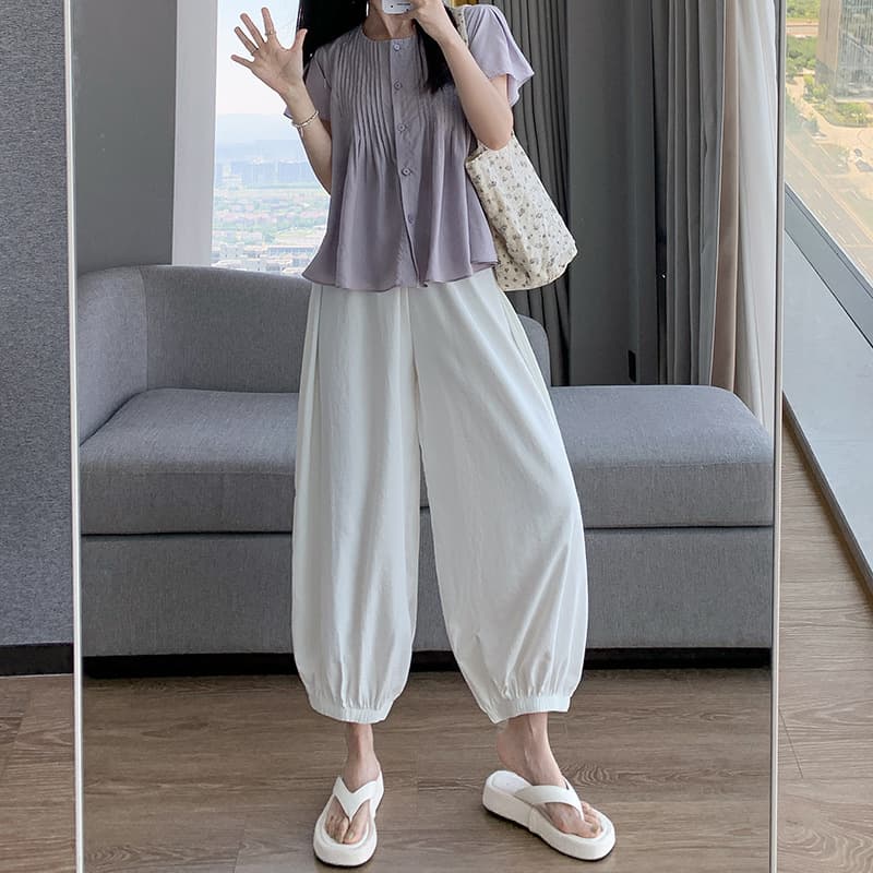 Plus Size Ice Silk Sports Pants for Women, Summer Thin Casual Harem Jogger Pants, Spring Autumn Sun Protection Ankle Pants