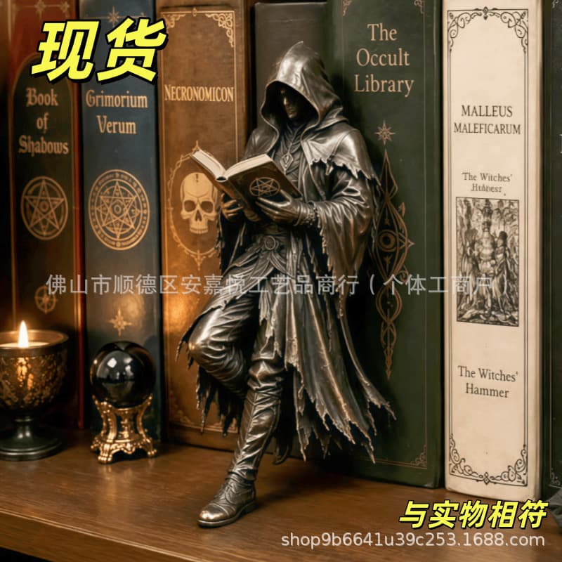 New Cross-border Gothic Reaper Bookshelf Statue Resin Figurine
