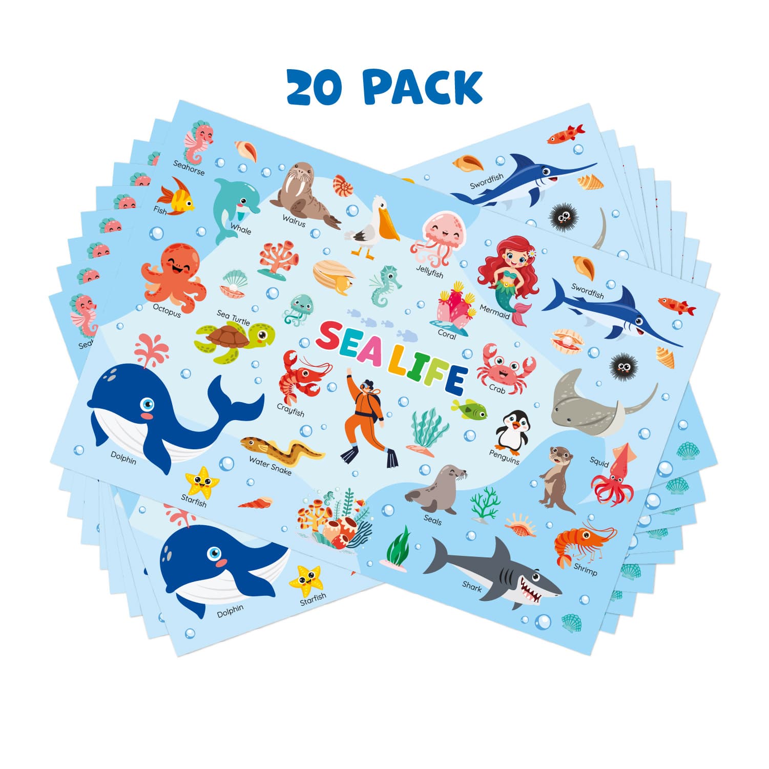 Disposable Placemats for Kids, Suitable for Infants and Toddlers in Early Education, English Learning Decor, Food-Grade