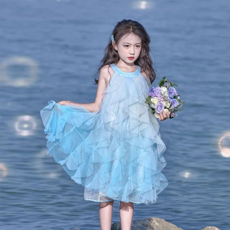 Girls Summer Princess Dress New Summer Children's Sleeveless Baby Gown Mermaid Dress