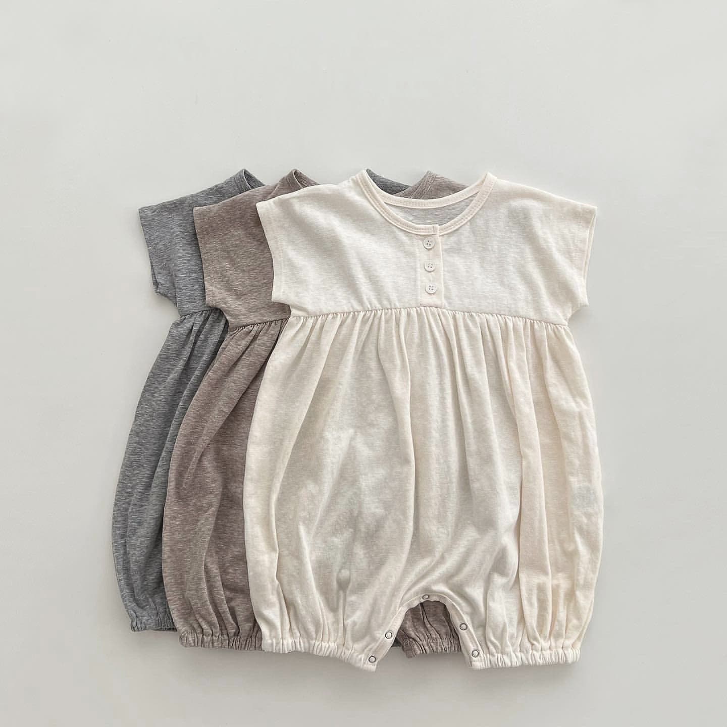 Korean Style Baby Cotton Bodysuit Summer Short Romper Diaper Cover for Boys and Girls