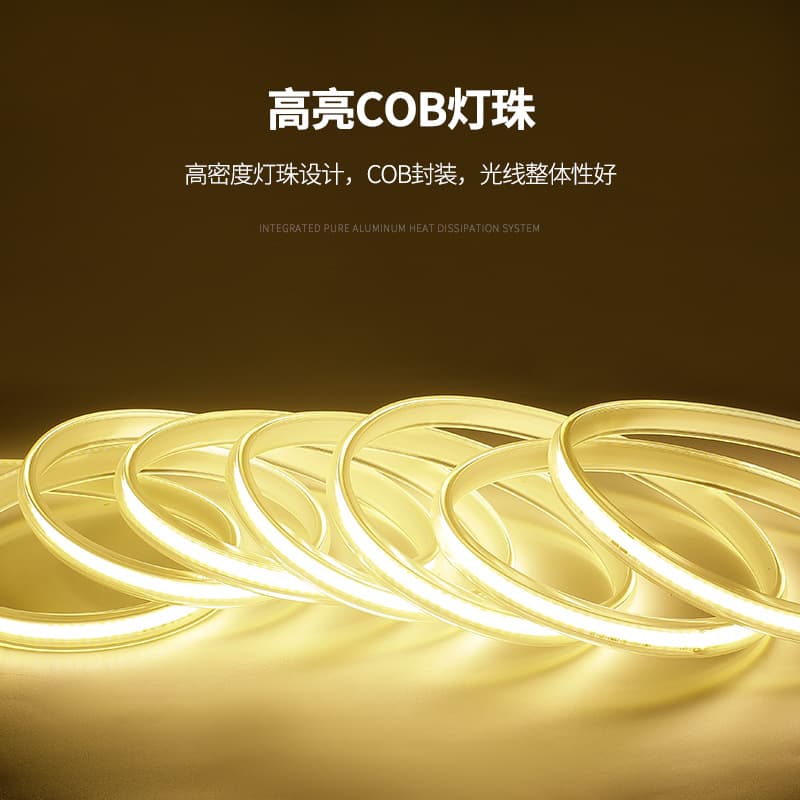 110V Cob Light Strip 220V Whole House Warm Light Flicker-Free Flexible Light Strip Lighting Outdoor High Voltage Waterproof Super Bright