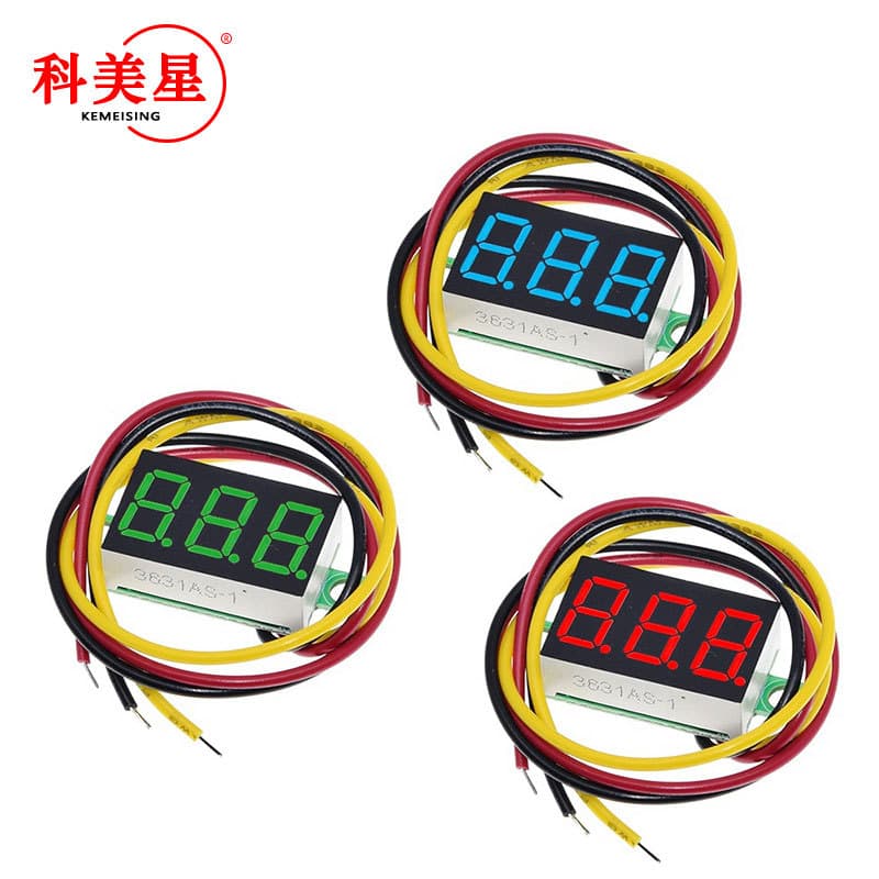 0.36-inch Three-Wire Voltmeter DC0V-30V DC Voltage Meter Head Motorcycle Voltmeter Digital Display